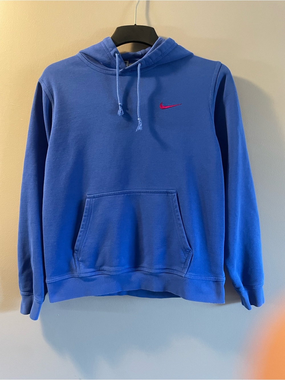 VTG Nike Blue Pullover Hoodie with Pink Swoosh